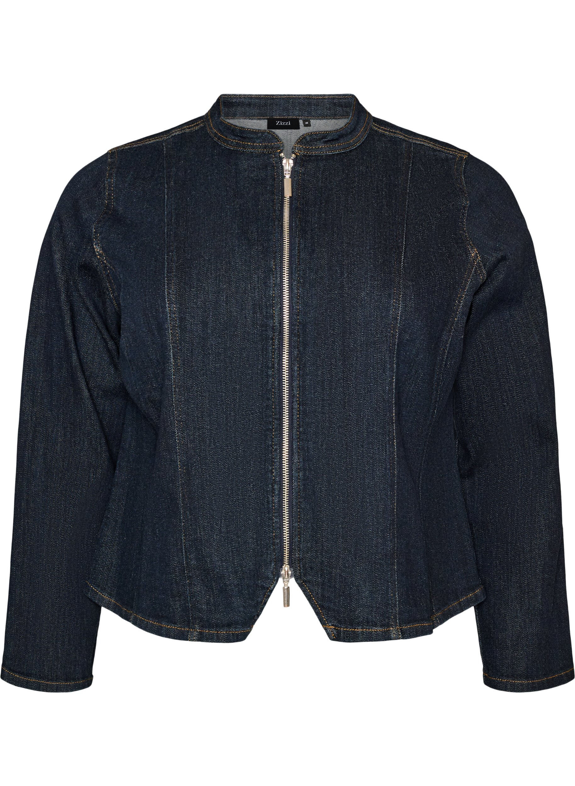 Figurn&aelig;r denimjakke med glidel&aring;s