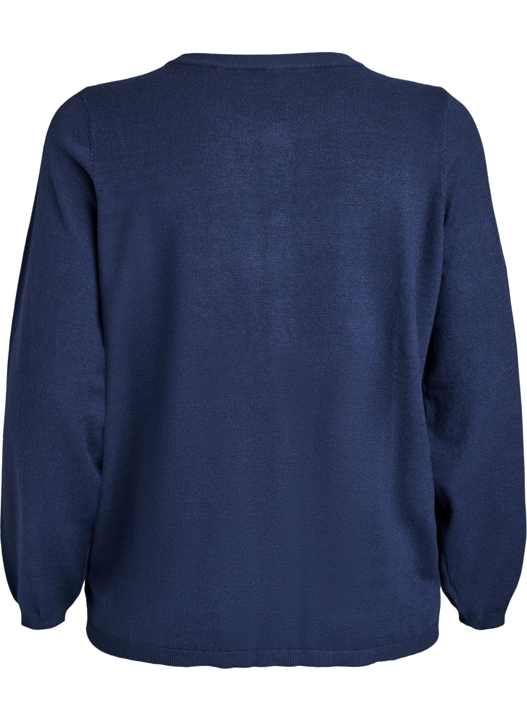 ZizziCardigan med runde knapper, Bl&aring;, Packshot image number 1