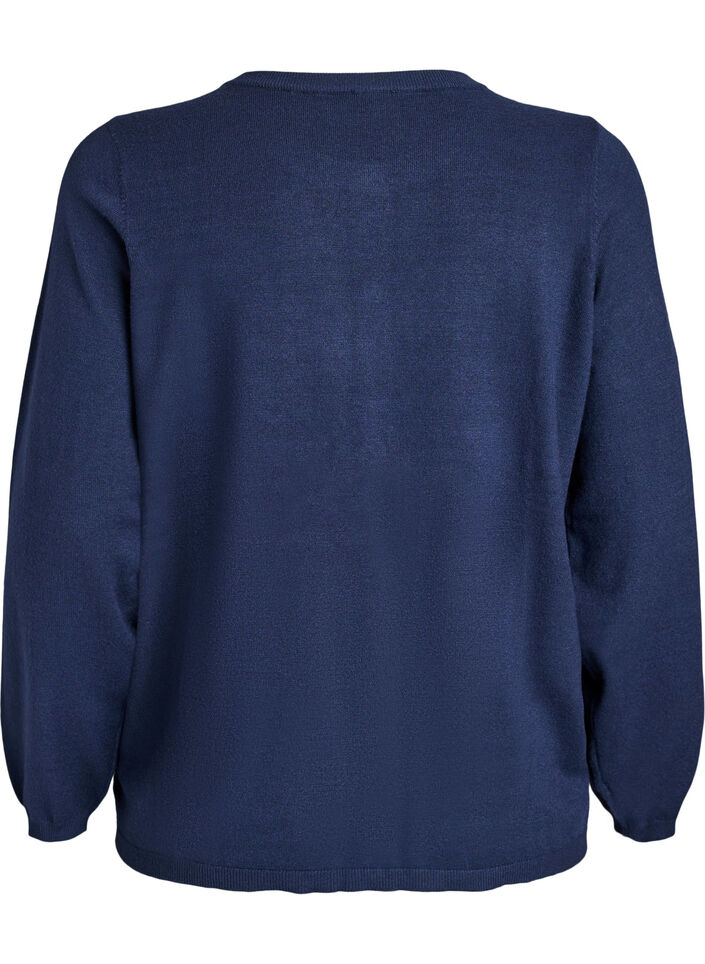 Cardigan med runde knapper, Bl&aring;, Packshot image number 1