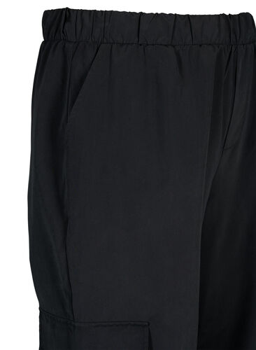 Kort cargobukse med justerbar elastikk, Black, Packshot image number 2