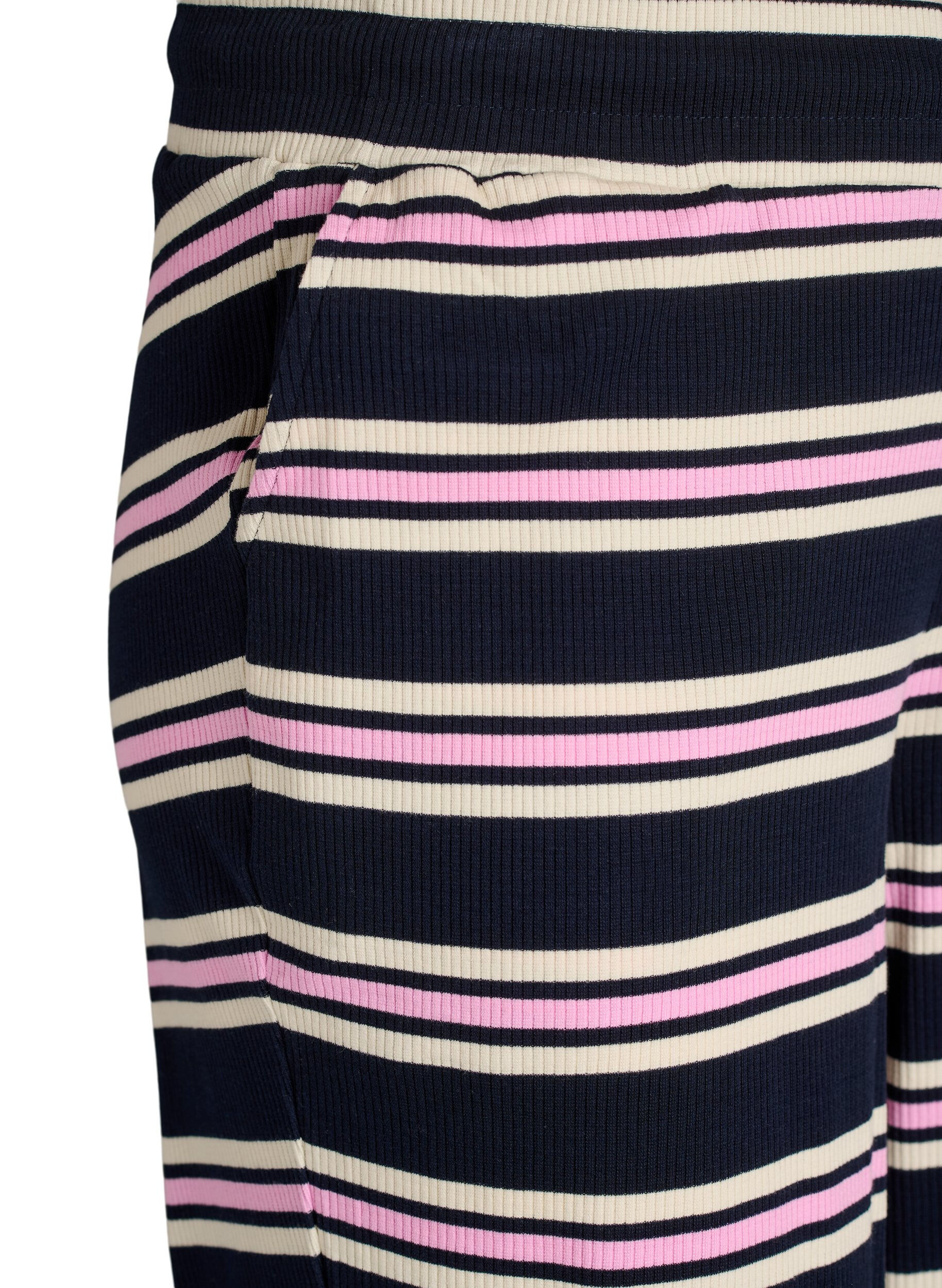 Zizzi Stripete pyjamabukser med vide ben, Bl&aring;, Packshot image number 2
