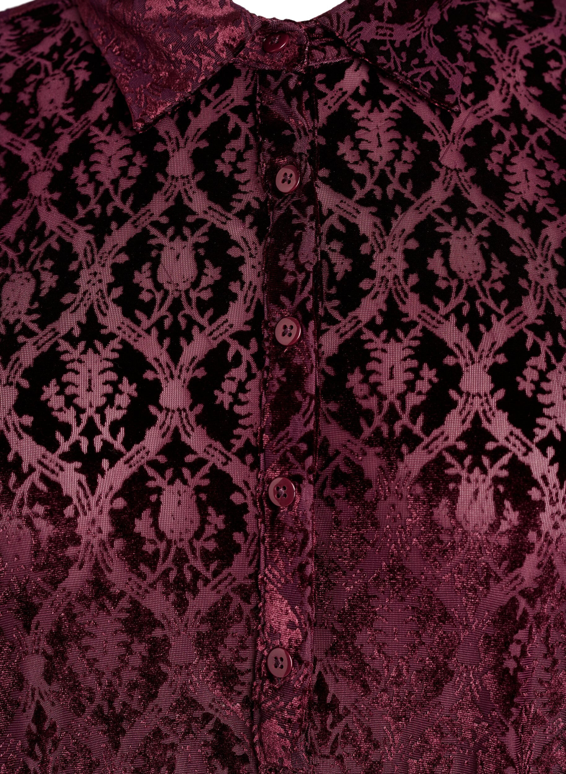 Zizzi Kort kjole med velourm&oslash;nster, R&oslash;d, Packshot image number 2