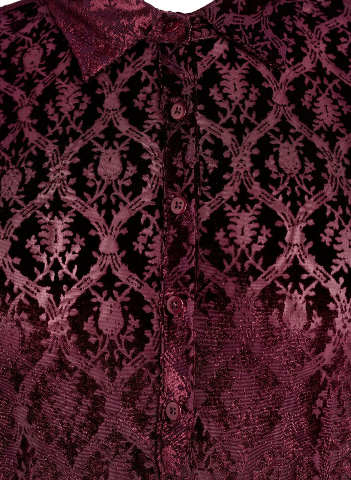 Kort kjole med velourmønster, Rød, Packshot image number 2