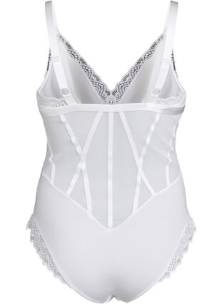Zizzi Body med blonder og stringdetaljer, Hvit, Packshot image number 1