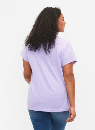 T-skjorte i bomull med mønsterdetalj, Lavender C Leaf, Model image number 1
