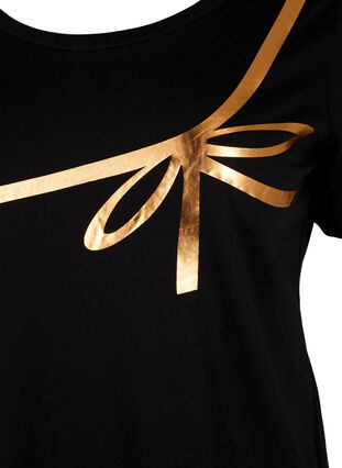 T-skjorte med julemotiv i bomull, Black Copper Bow, Packshot image number 2
