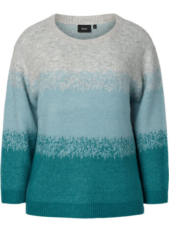 Strikket bluse med brede striper