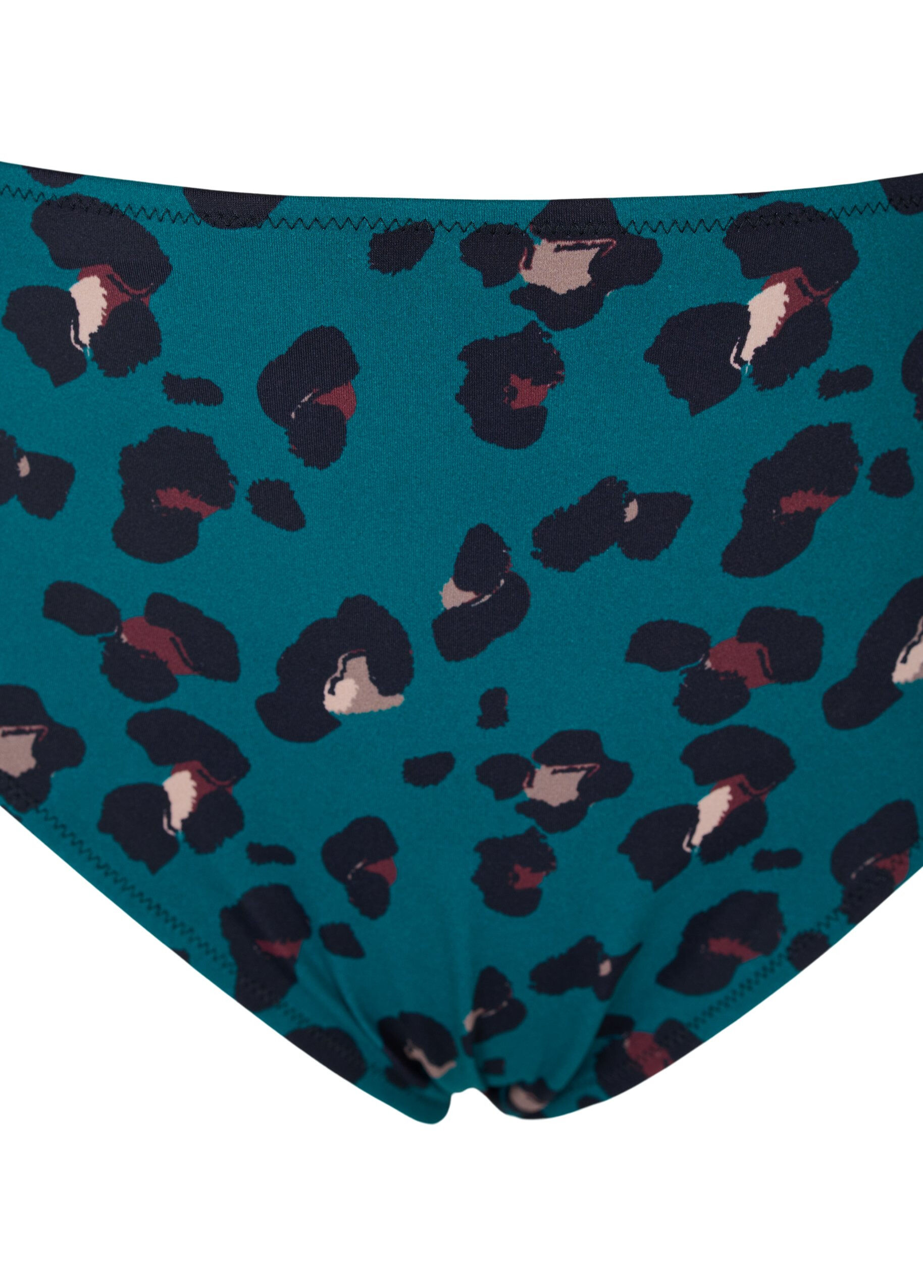 Zizzi Bikinibukse med h&oslash;yt liv, Teal Leopard, Packshot image number 2