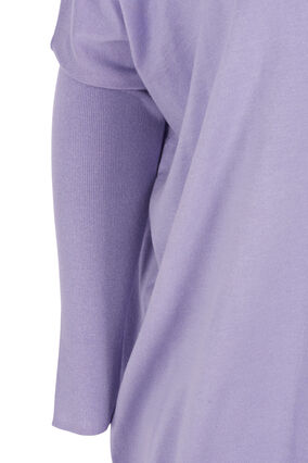 Løs strikkegenser med ribbekanter, Lavender, Packshot image number 3