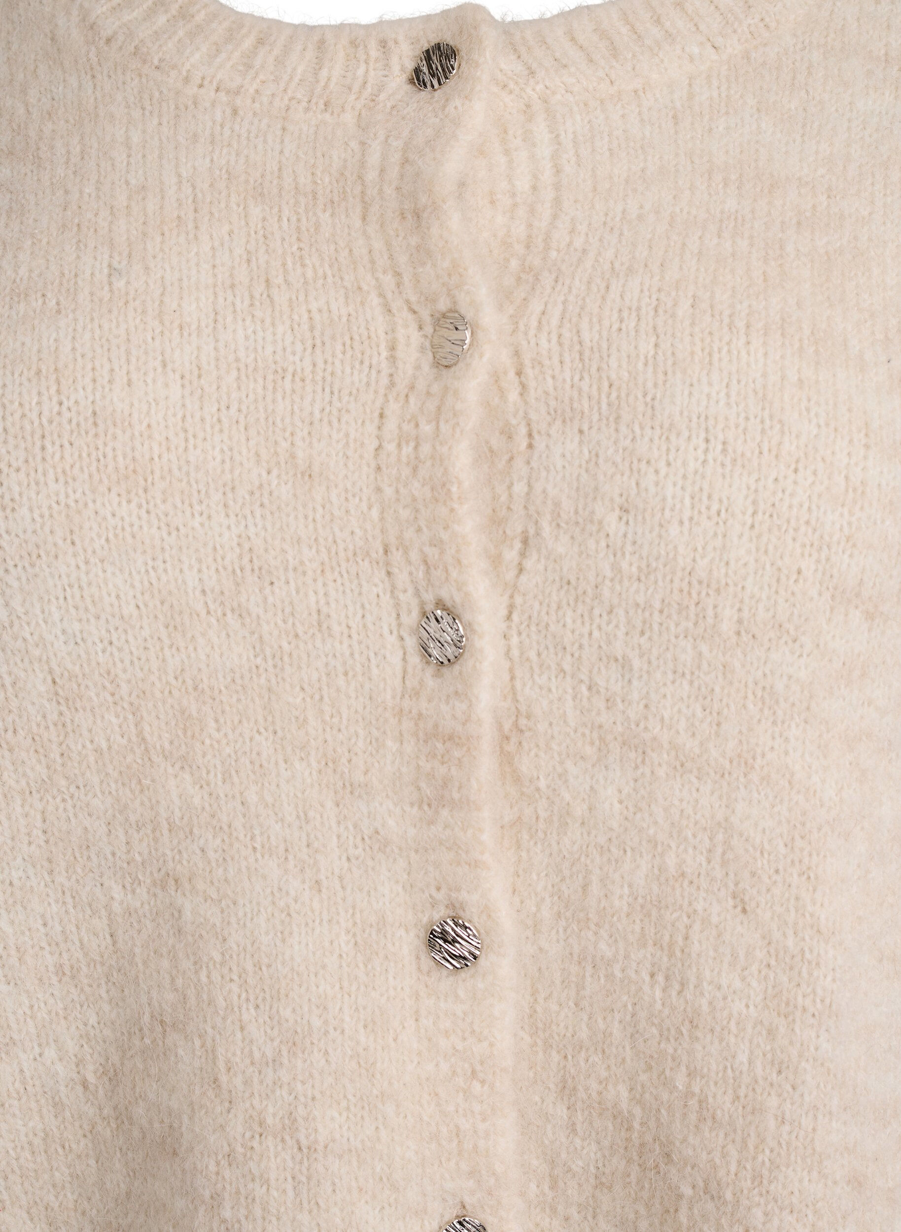 Zizzi Cardigan med ull og alpakka og dekorative knapper, Beige, Packshot image number 2
