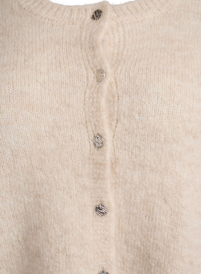 Cardigan med ull og alpakka og dekorative knapper, Beige, Packshot image number 2
