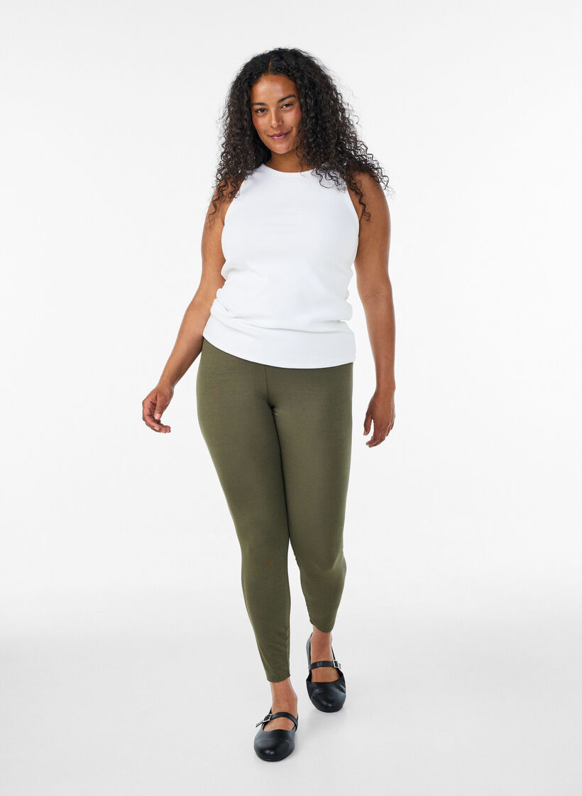 Basis leggings i viskose, Gr&oslash;nn, Model image number 1