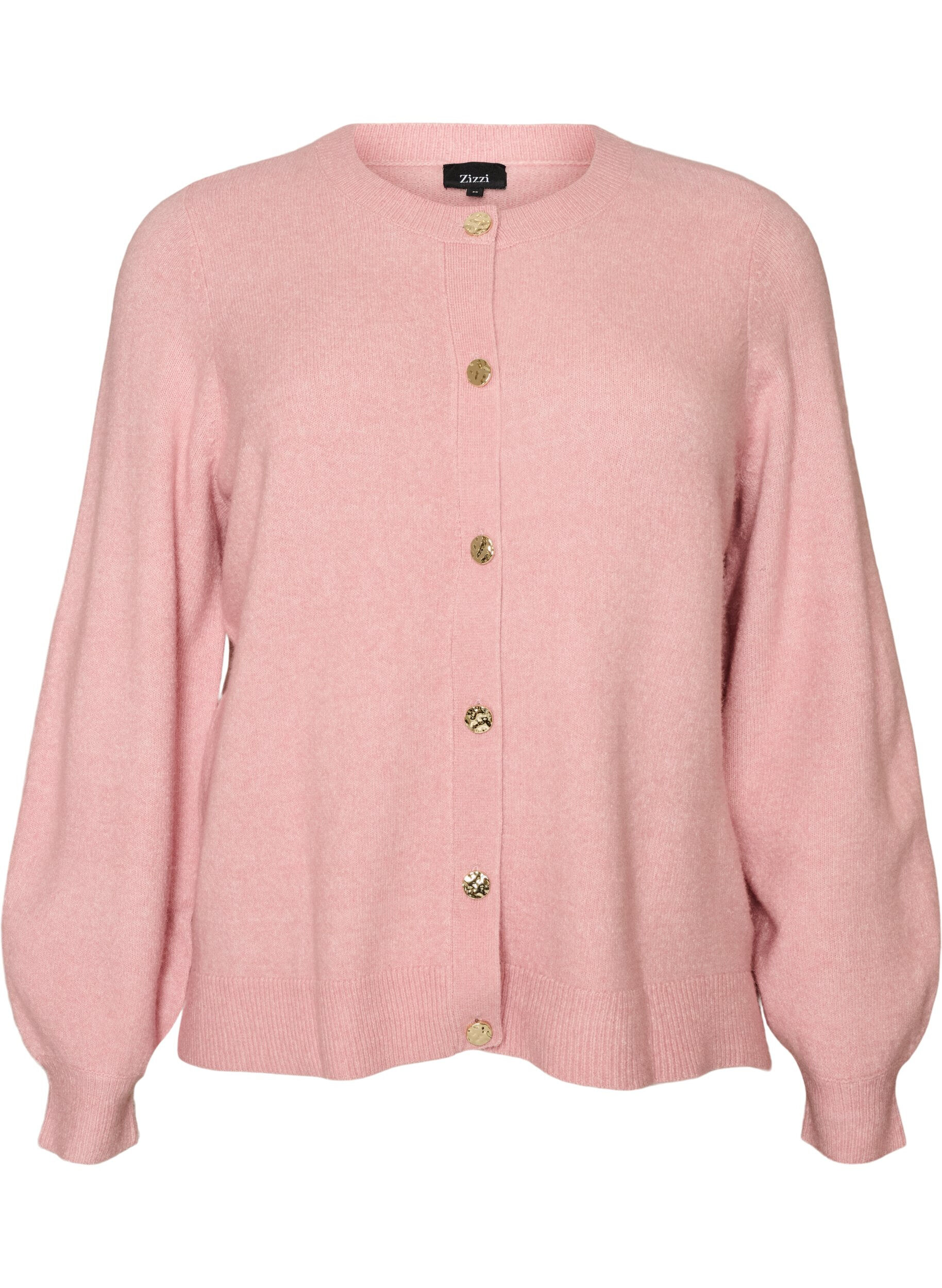 Cardigan i myk strikk med gullfargede knapper