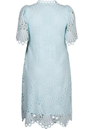 Heklet kjole med korte ermer, Delicate Blue, Packshot image number 1