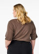 Ribbestrikket jerseybluse med korte ermer, Brun, Model image number 2