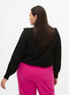 Bluse i viskose med volanger og broderidetaljer, Black, Model image number 1