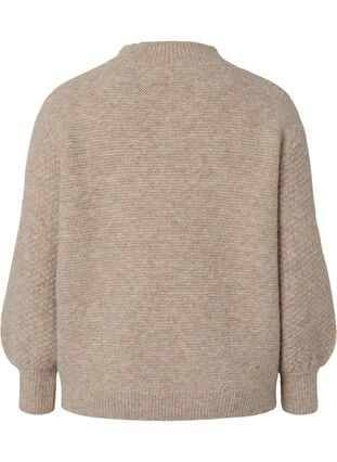 Zizzi Mønstret høyhalset strikkegenser, Simply Taupe Mel., Packshot image number 1