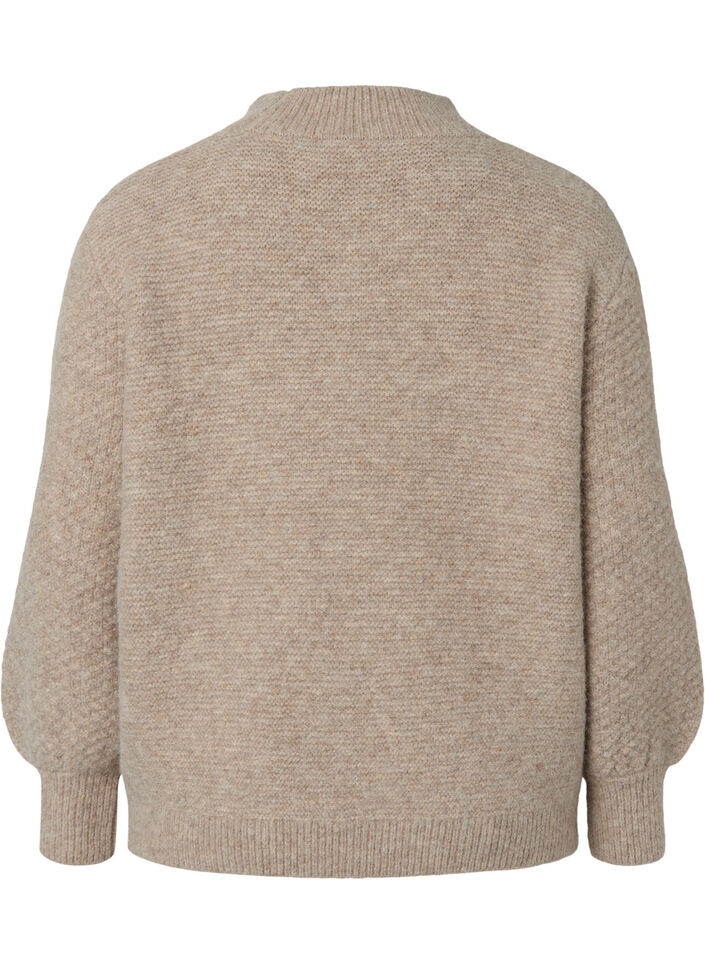 Mønstret høyhalset strikkegenser, Simply Taupe Mel., Packshot image number 1