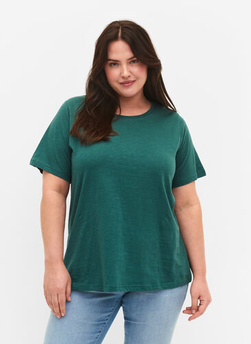 Basis T-skjorter i bomull, 2 stk., Mallard Green/Black, Model image number 0