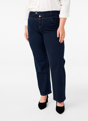 Zizzi Regular fit Gemma jeans med høyt liv, Blue denim, Packshot image number 2