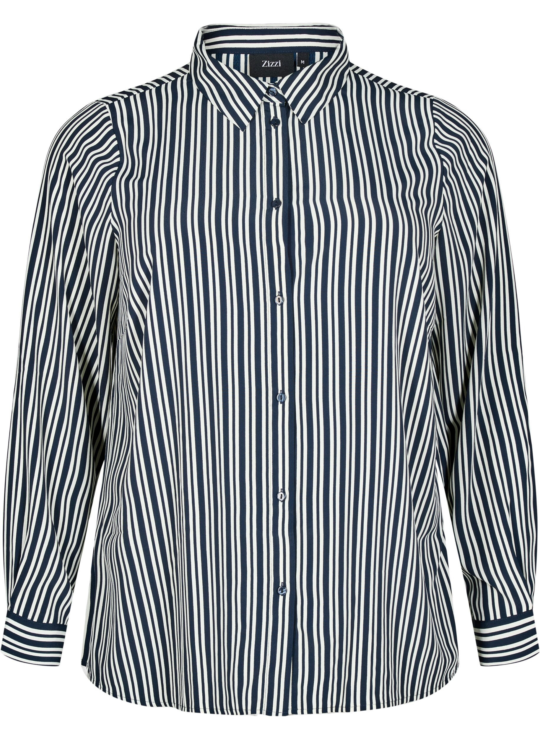 Zizzi Stripete skjorte, Bl&aring;, Packshot image number 0