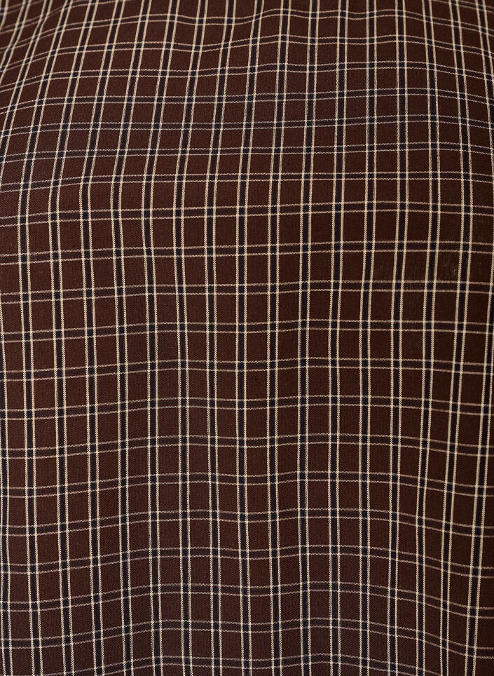 Rutete topp med asymmetrisk blondekant, Brun, Packshot image number 2