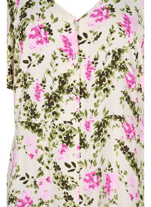 Midikjole i viskose med knappelukking, Green Pink AOP, Packshot image number 2