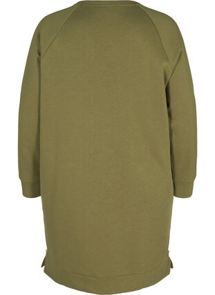 Kjole med lommer og splitt, Olive Drab, Packshot image number 1