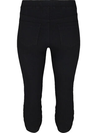 Ensfarget capri jeans i en viskosemiks, Black, Packshot image number 1