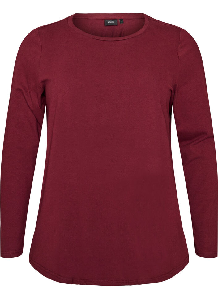 Basis jersey bluse med lange ermer, R&oslash;d, Packshot image number 0