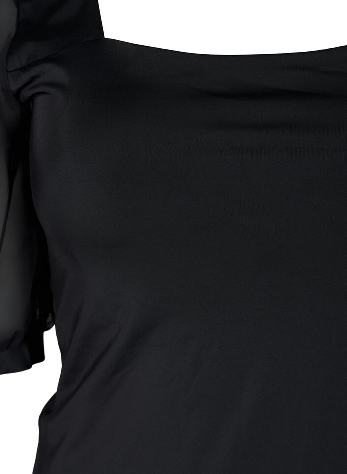 Badedrakt med korte mesh-ermer, Black, Packshot image number 2