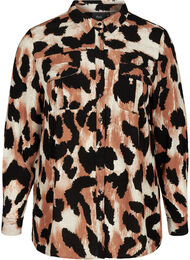 Viskoseskjorte med leopardmønster, Black AOP