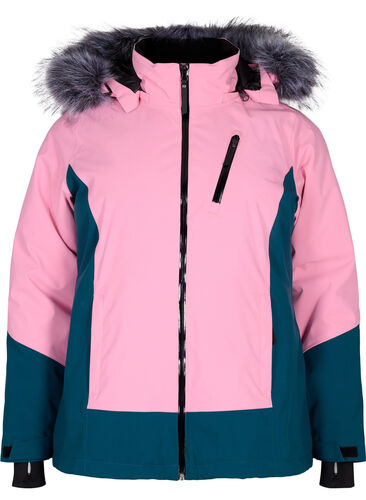Skijakke med avtagbar hette, Sea Pink Comb, Packshot image number 0