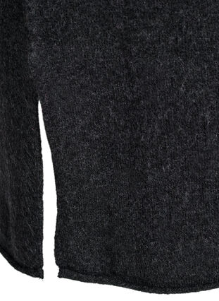 Zizzi Strikket kjole med splitter, Dark Grey Melange, Packshot image number 4