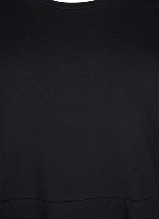 Ensfarget bomullskjole med korte ermer, Black Solid, Packshot image number 2