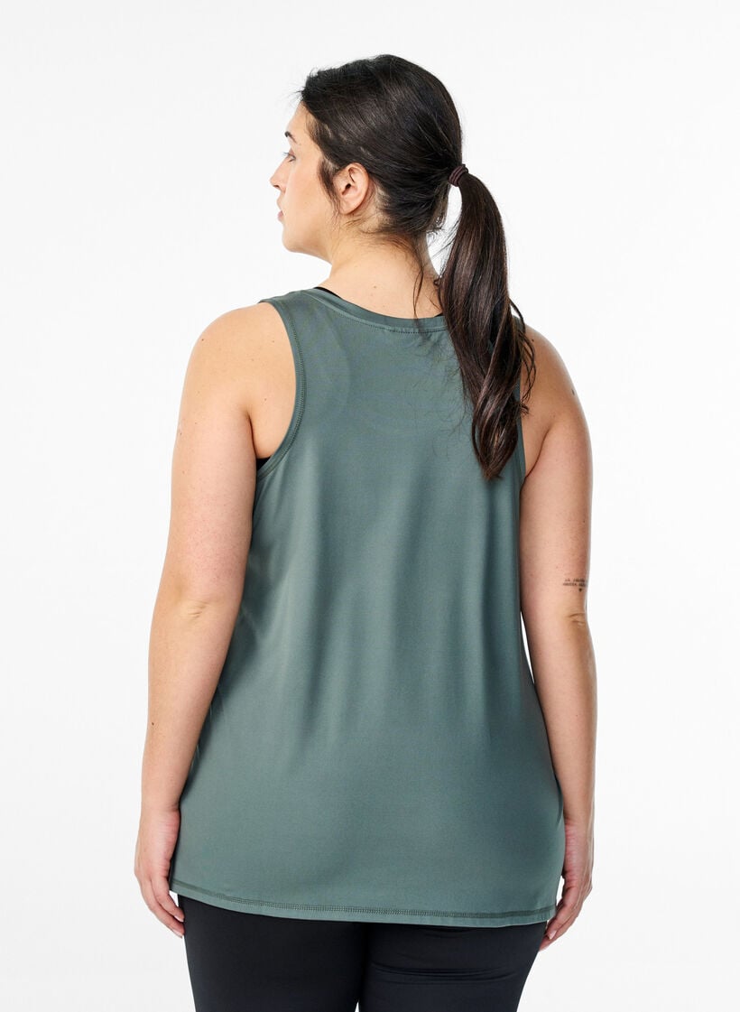 Ensfarvet treningstopp med rund hals, Grønn, Model image number 2