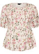 Viskosebluse med smokk og peplumeffekt, Vanilje, Packshot image number 0
