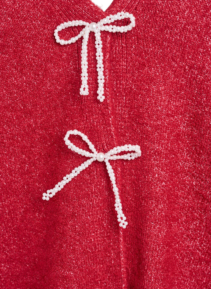Strikkekardigan med perleknapper, Karanda Red Melange, Packshot