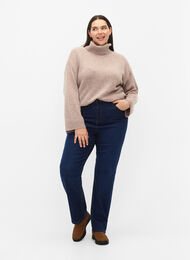 Megan jeans med ekstra høy midje og normal passform, Dark blue, Model