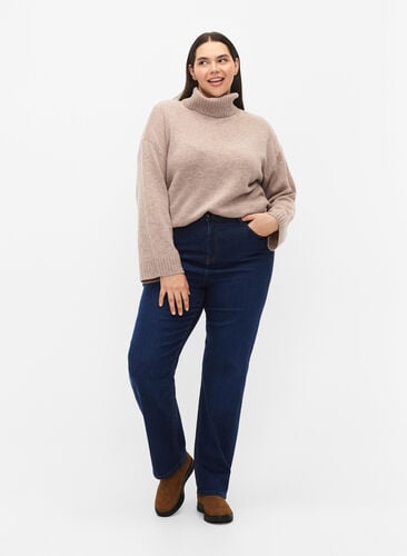 Megan jeans med ekstra høy midje og normal passform, Dark blue, Model image number 0