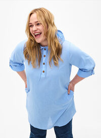 Tunika med hette i bomull og lin, Serenity Tunika med hette i bomull og lin, Serenity, Model