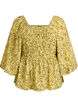 Bluse med smock og firkantet utringning, Gul, Packshot image number 0