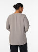 Bluse med smockmansjetter og V-hals, Beige, Model image number 2