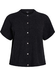 Strikket cardigan med korte ermer, Dark Grey Melange
