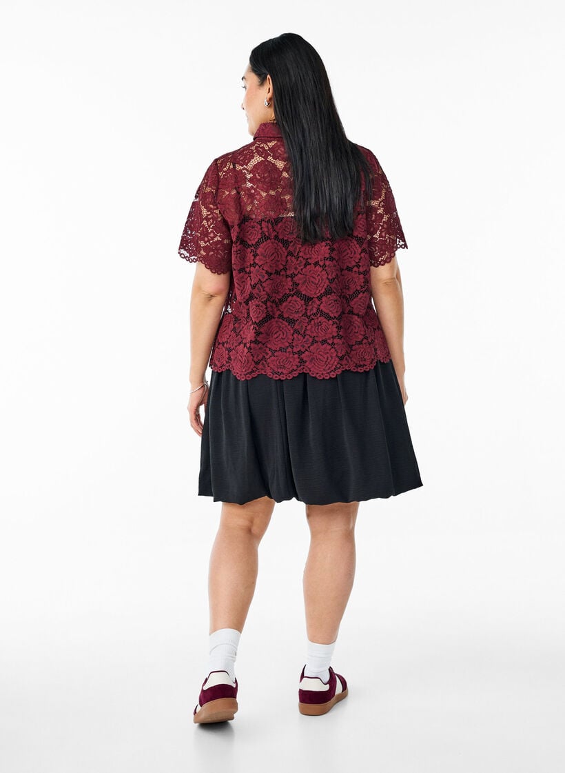 Kort ballongskjørt med elastisk linning, Black, Model