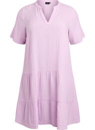 Kort A-linjekjole i bomullsmuslin, Lilla