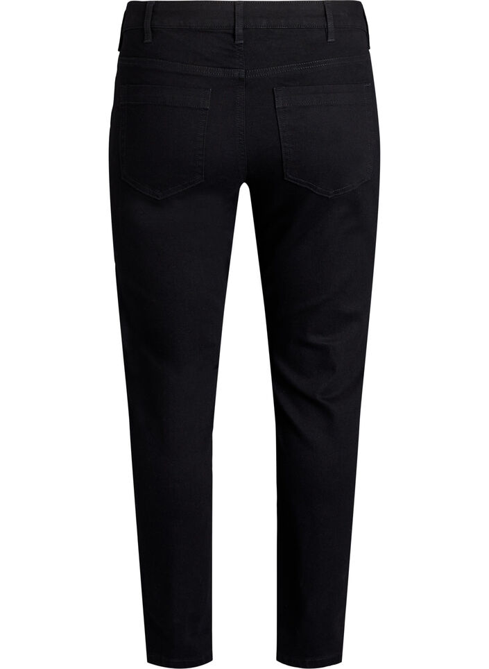 Emily jeans i smal passform og normalt h&oslash;y midje, Svart, Packshot image number 1