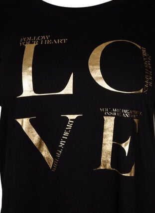 Kortermet T-skjorte med trykk, Black Love, Packshot image number 2