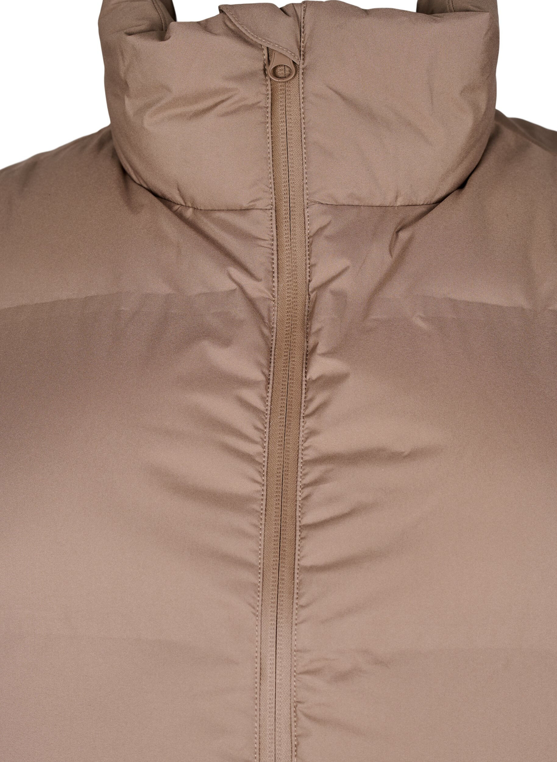 ZizziKort puffvest med h&oslash;y krage, Brun, Packshot image number 2