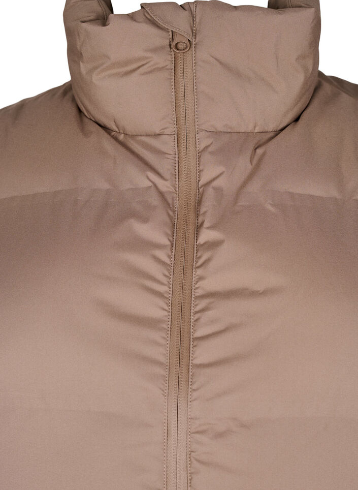 Kort puffvest med h&oslash;y krage, Brun, Packshot image number 2